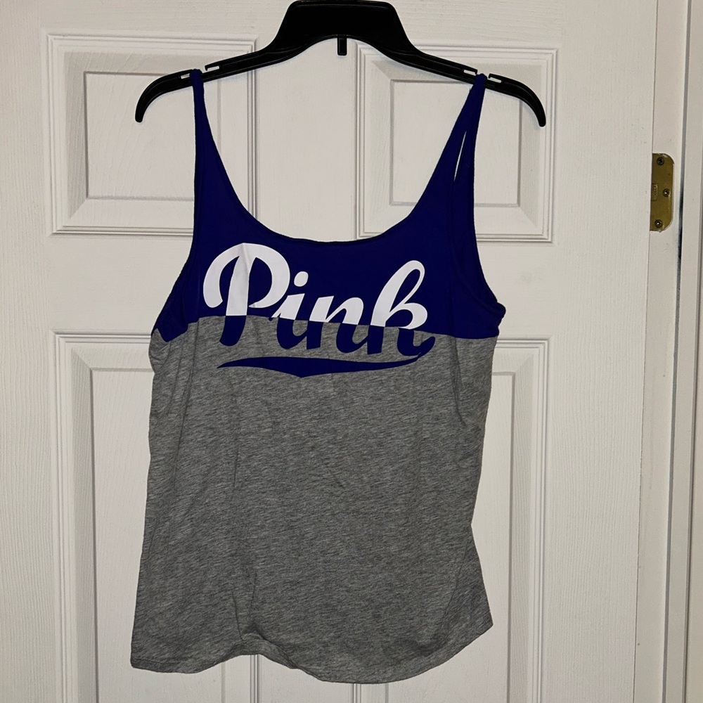 PINK Victoria's Secret Royal Blue and Heather Gray Tank Top